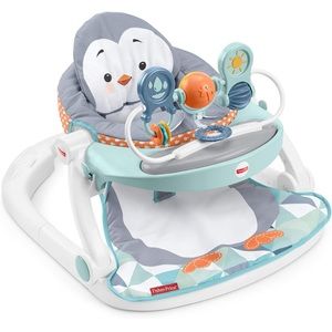 Fisher-Price Sit-Me-Up Floor Seat with Tray, Penguin-Chair with Snack Tray